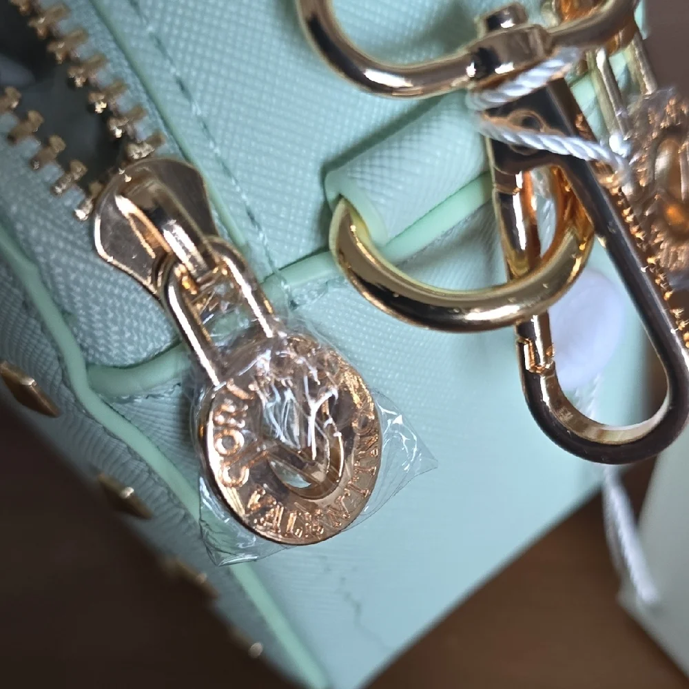 Valentino Orlandi Light Green Crossbody Bag with Gold Accents - Picture 5 of 5